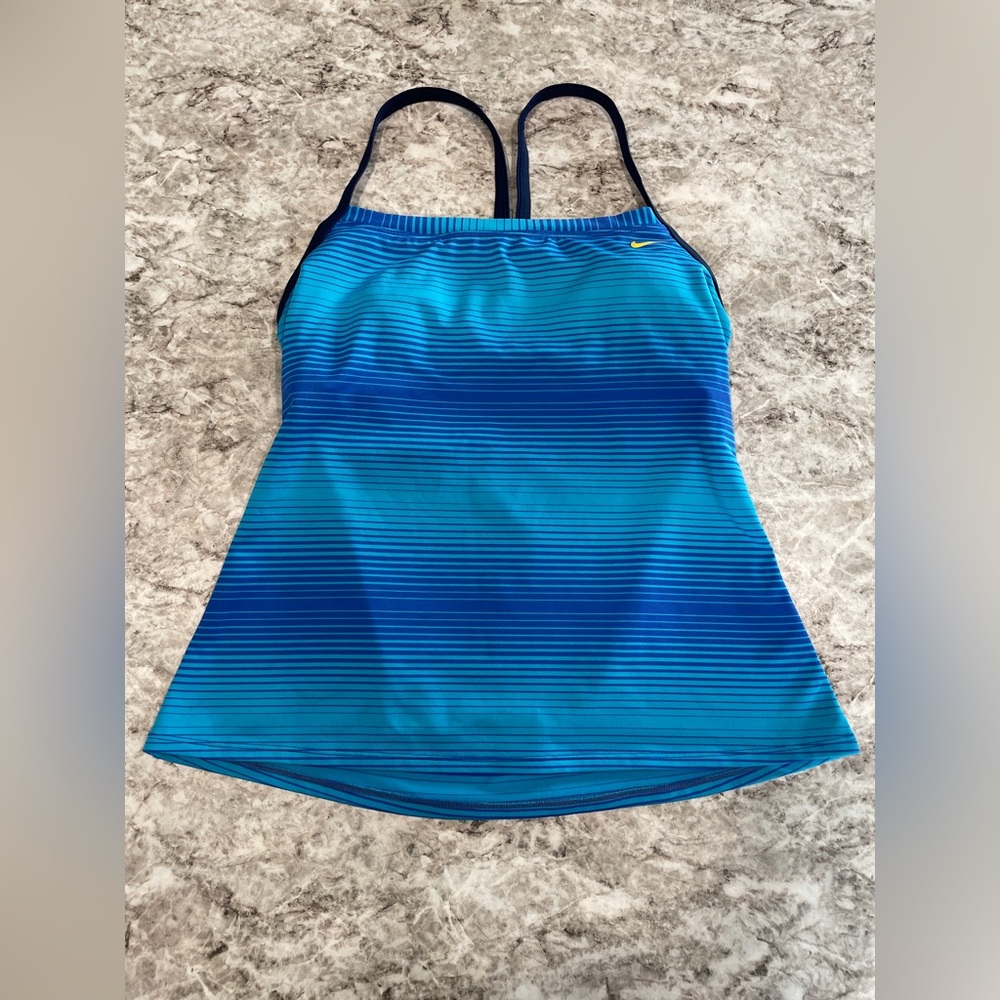 Nike swim top size large blue striped